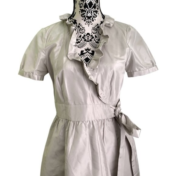 J. Crew Blakley Silk Taffeta Ruffle Wrap Dress - Picture 4 of 11